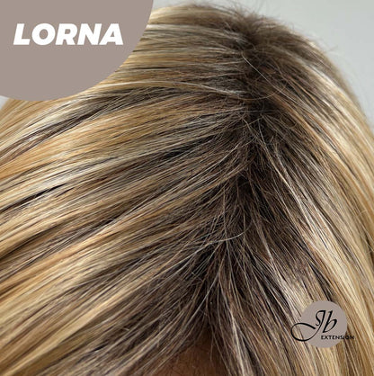 [PRE-ORDER] JBEXTENSION 18 Inches Blonde Curly Women Fashion Full Machine Wig With Bangs LORNA【PLUS PERMATEASE】【BENDY EAR TABS】