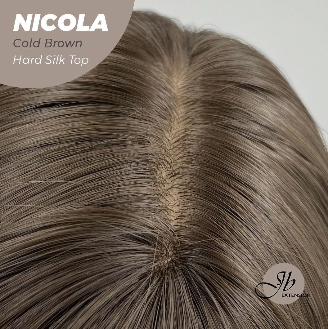 JBEXTENSION 22 Inches Scalpiana Cold Brown 3.5X4 Hard Silky Top Natural Scalp Effect Wig NICOLA COLD BROWN Silky Top
