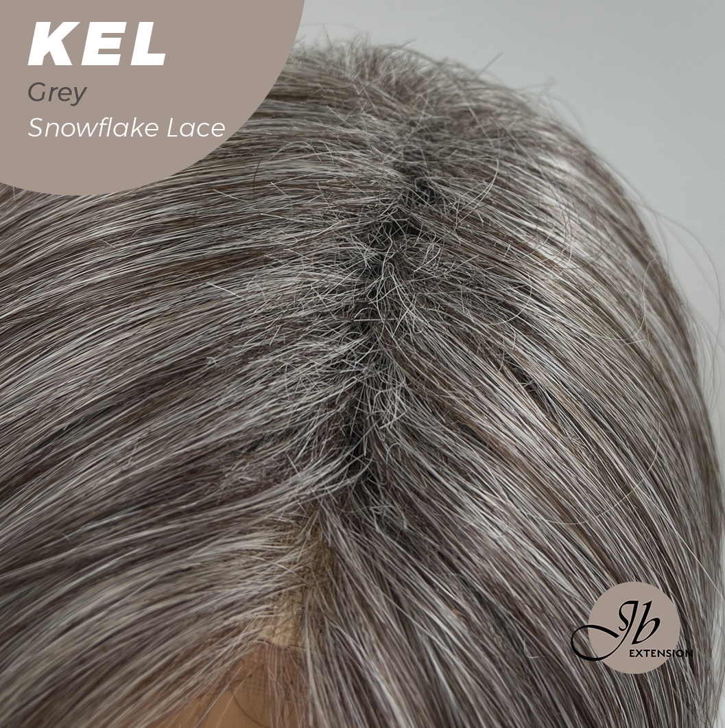 JBEXTENSION 22 Inches Grey Pre-Cut Snowflake Lace Frontlace Glueless Wig KEL GREY【PERMATEASE】【BENDY EAR TABS】