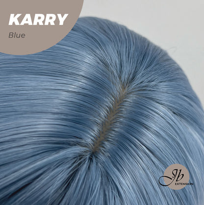 JBEXTENSION 12 Inches Bob Cut Short Straight Blue Wig KARRY BLUE