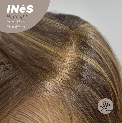 JBEXTENSION 22 Inches Brown With Highlight Body Wave Pre-Cut Free Part Frontlae Glueless Wig INéS HIGHLIGHT