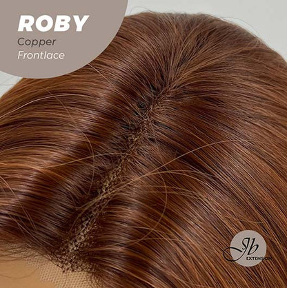 JBEXTENSION 22 Inches Copper Medium Length Women Pre-Cut Frontlace Glueless Wig ROBY COPPER