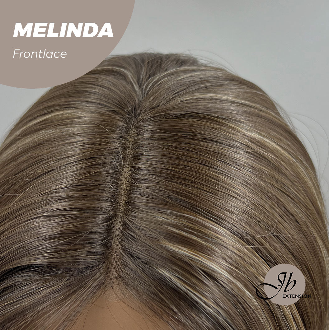 JBEXTENSION 18 Inches Brown With Highlight Pre-Cut Frontlace Glueless Side Part Wig MELINDA