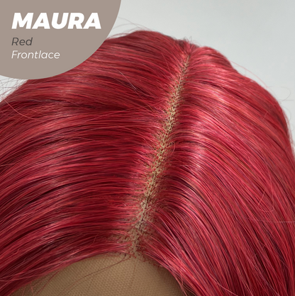 JBEXTENSION 38 Inches Super Long Straight Red Pre-Cut Frontlace Wig MAURA RED