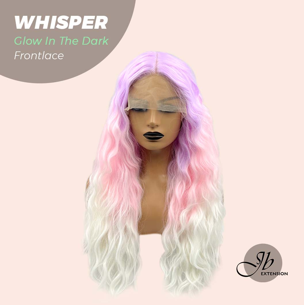 JBextension GLOW IN THE DARK 26 Inches Body Wave Rainbow Color Frontlace Glueless Wig WHISPER