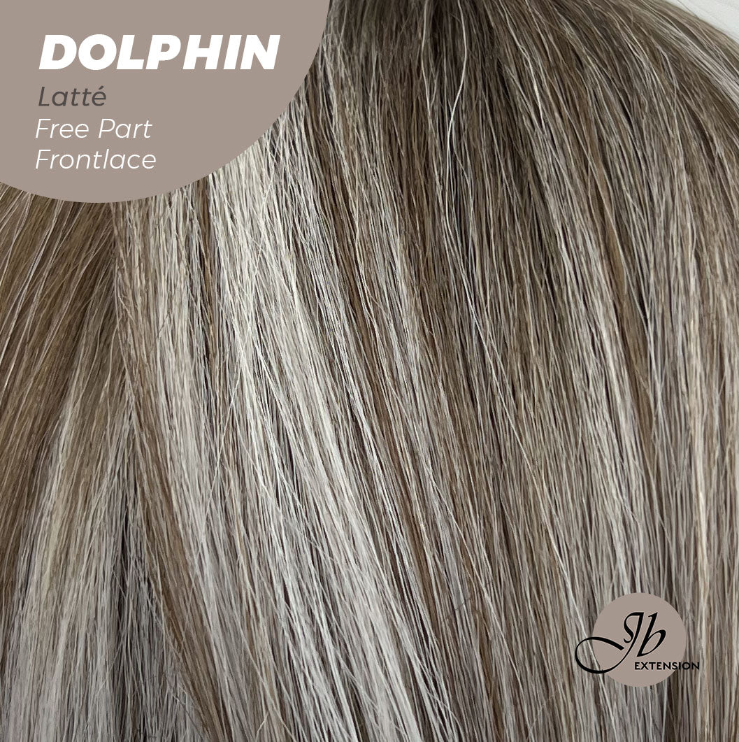 JBEXTENSION 12 Inches Bob Cut Mix Color With Highlight Free Part Pre-Cut Frontlace Glueless Wig DOLPHIN LATTé