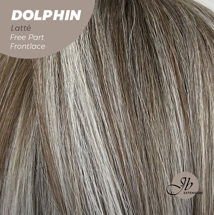 JBEXTENSION 12 Inches Bob Cut Mix Color With Highlight Free Part Pre-Cut Frontlace Glueless Wig DOLPHIN LATTé