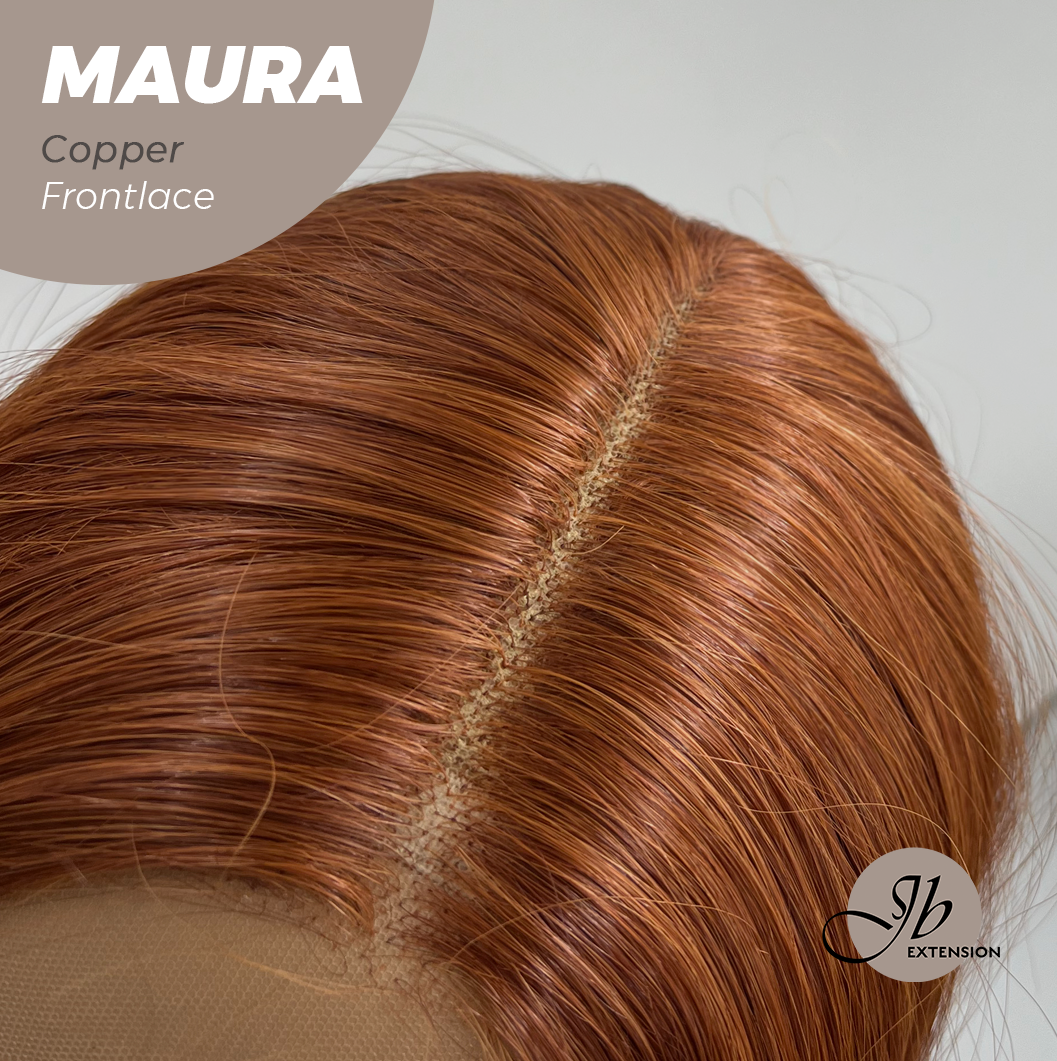 JBEXTENSION 38 Inches Super Long Straight Copper Pre-Cut Frontlace Wig MAURA COPPER