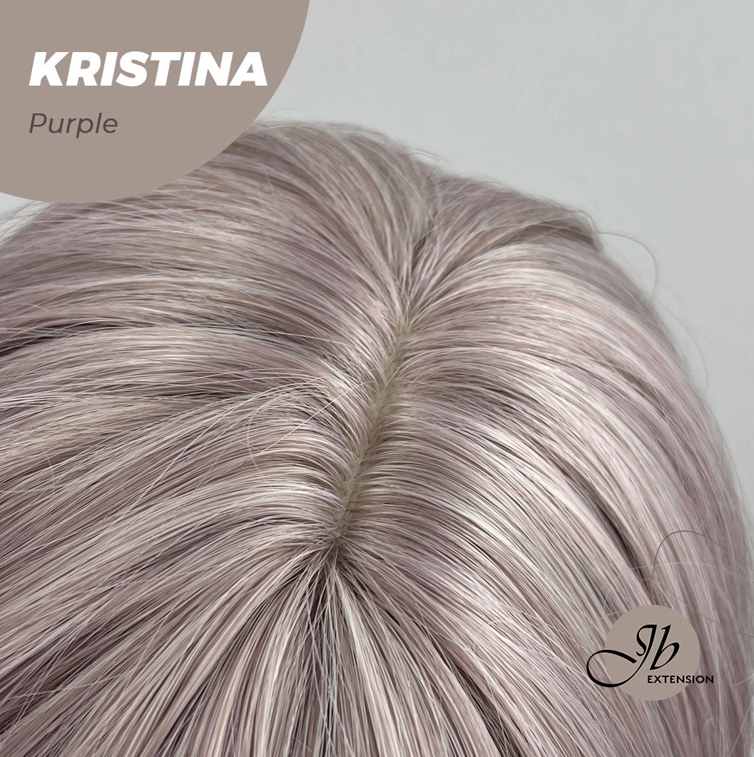 JBEXTENSION 25 Inches Grey Purple Curly Wig With Full Bangs KRISTINA PURPLE