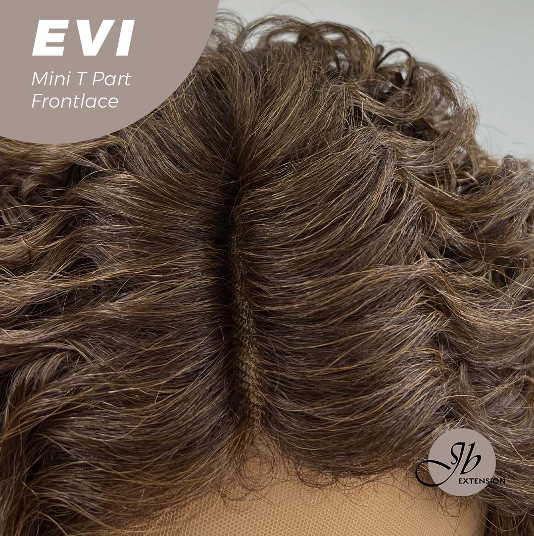 JBEXTENSION 15 Inches Deep Curly Brown Side Part Mini T Part Frontlace Glueless Wig EVI