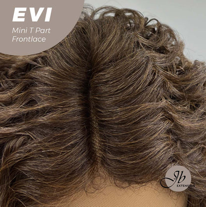 JBEXTENSION 15 Inches Deep Curly Brown Side Part Mini T Part Frontlace Glueless Wig EVI