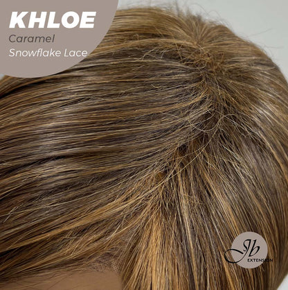 JBEXTENSION 12 Inches Bob Cut Caramel Pre-Cut Snowflake Lace Frontlace Glueless Wig KHLOE LACE【PERMATEASE】【BENDY EAR TABS】- S/M