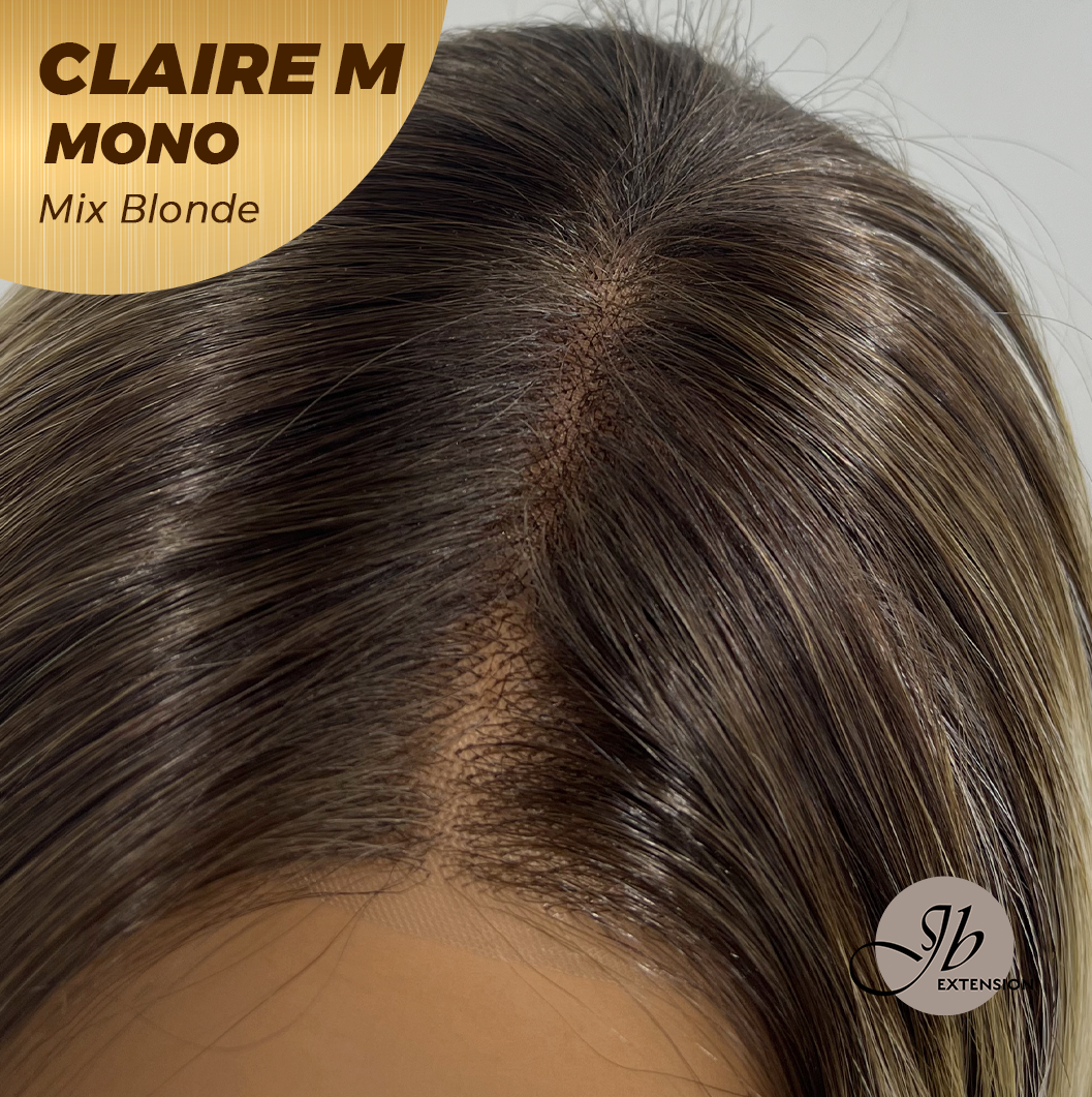 JBEXTENSION CLAIRE MONO MIX BLONDE Partial Monofilament Wig 22 Inches Mix Blonde Partial Mono Lace Glueless Wig CLAIRE MONO MIX BLONDE【BENDY EAR TABS】