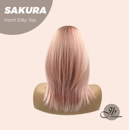 JBEXTENSION 16 Inches Scalpiana Pink Wolf Cut 3.5X4 Hard Silky Top Natural Scalp Effect Wig With Bangs SAKURA