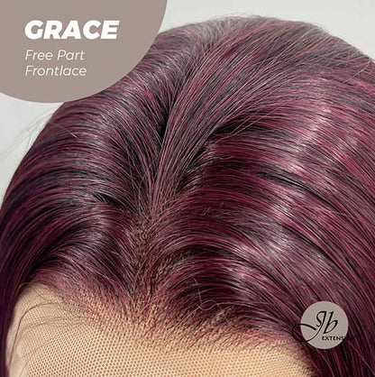 JBEXTENSION 30 Inches Dark Red Extra Long Straight Lace Front Wig.Pre Plucked 6*14 HD Transparent Lace Frontal Glueless Wig GRACE