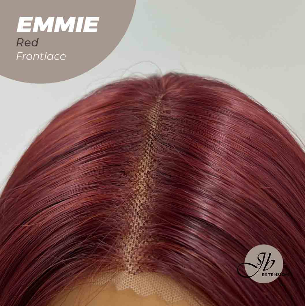JBEXTENSION 26 Inches Curly Women Red Wig Pre-Cut Frontlace Glueless Wig EMMIE RED