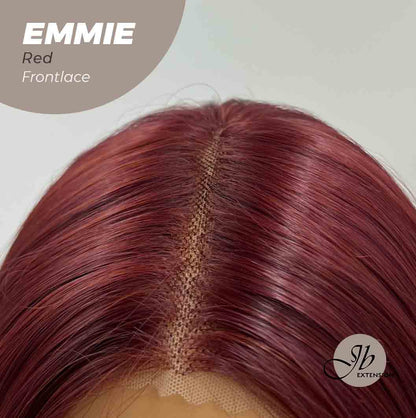 JBEXTENSION 26 Inches Curly Women Red Wig Pre-Cut Frontlace Glueless Wig EMMIE RED