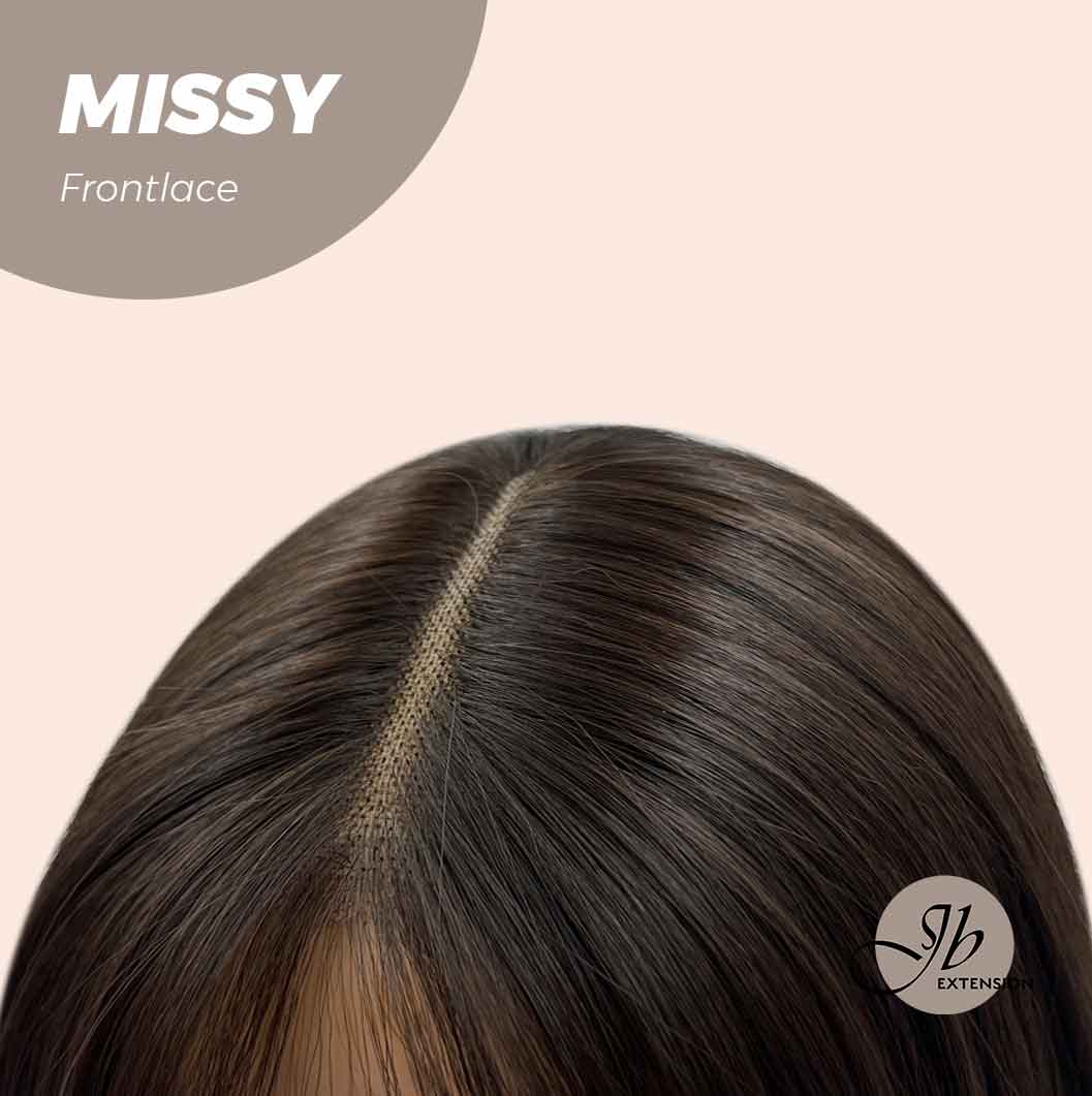 JBEXTENSION 24 Inches Curly Tea Black Darkest Brown Pre-Cut Frontlace Glueless Wig MISSY