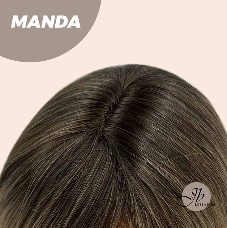 JBEXTENSION 26 Inches Mix Blonde With Dark Root Body Wave With Bangs MANDA
