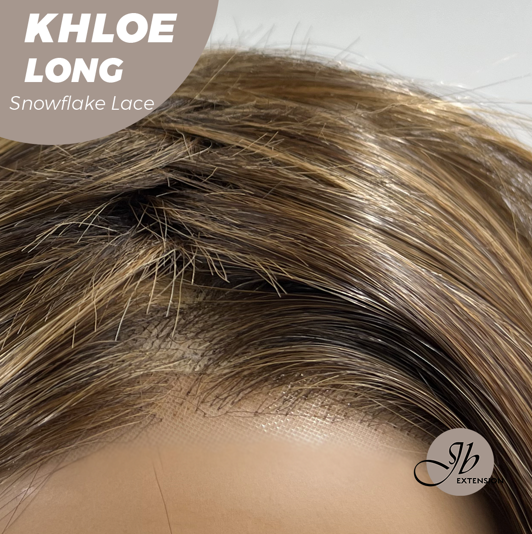 JBEXTENSION 18 Inches Caramel Pre-Cut Snowflake Lace Frontlace Glueless Wig KHLOE LONG【PERMATEASE】【BENDY EAR TABS】