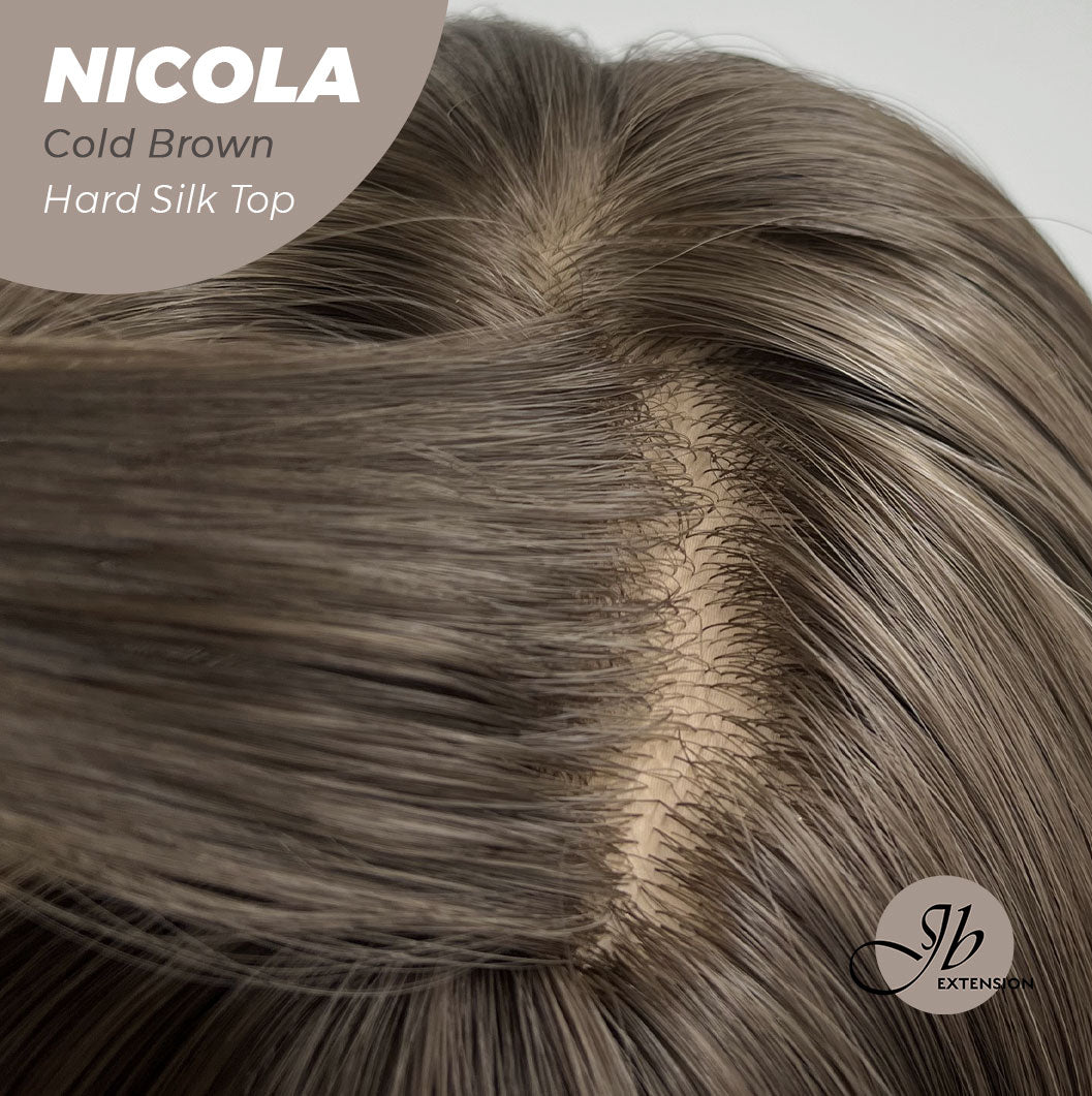 JBEXTENSION 22 Inches Scalpiana Cold Brown 3.5X4 Hard Silky Top Natural Scalp Effect Wig NICOLA COLD BROWN Silky Top