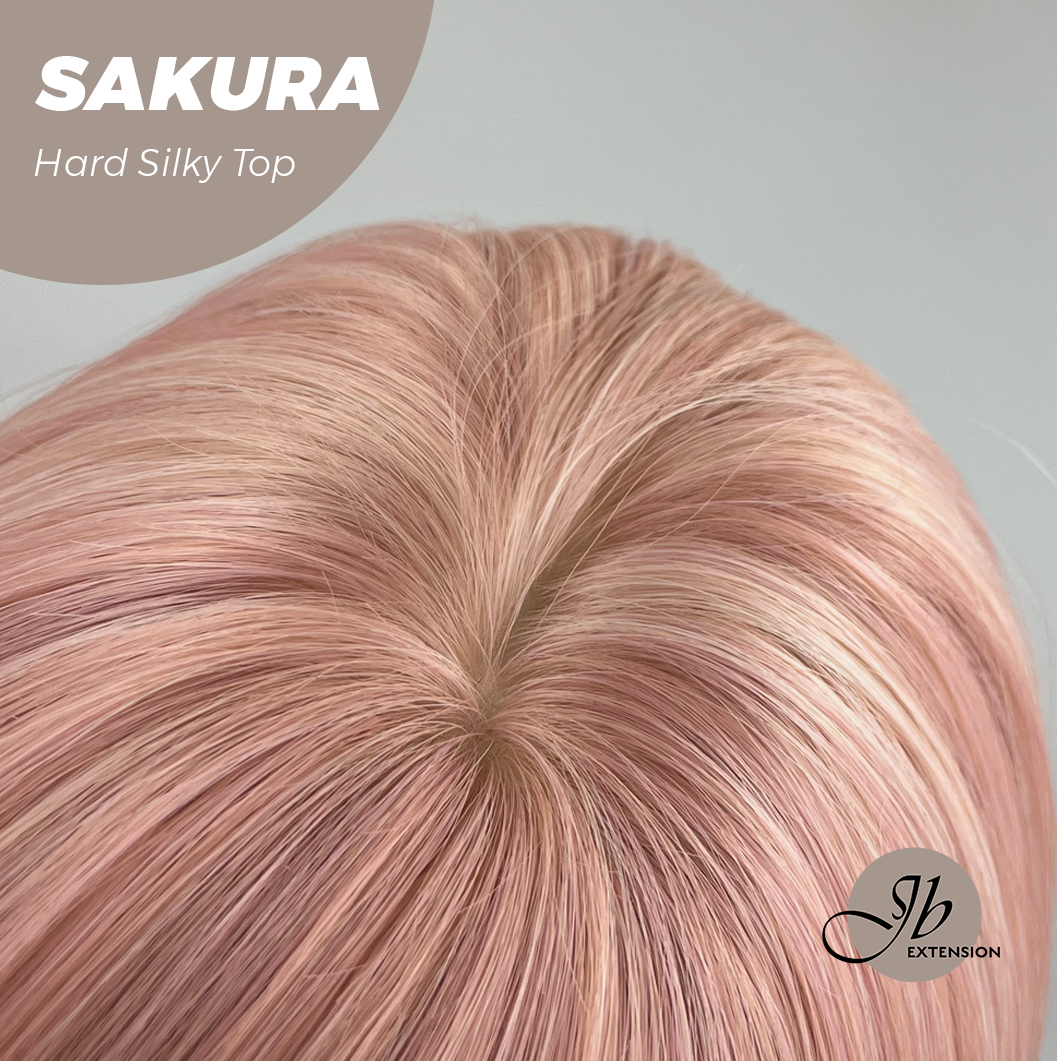 JBEXTENSION 16 Inches Scalpiana Pink Wolf Cut 3.5X4 Hard Silky Top Natural Scalp Effect Wig With Bangs SAKURA