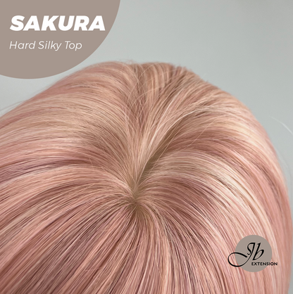 JBEXTENSION 16 Inches Scalpiana Pink Wolf Cut 3.5X4 Hard Silky Top Natural Scalp Effect Wig With Bangs SAKURA