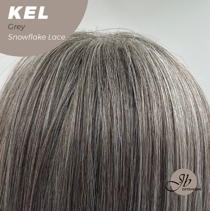 JBEXTENSION 22 Inches Grey Pre-Cut Snowflake Lace Frontlace Glueless Wig KEL GREY【PERMATEASE】【BENDY EAR TABS】