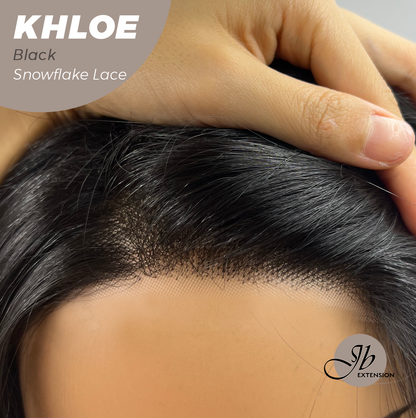 JBEXTENSION 12 Inches Bob Cut Black Pre-Cut Snowflake Lace Frontlace Glueless Wig KHLOE BLACK【PERMATEASE】【BENDY EAR TABS】