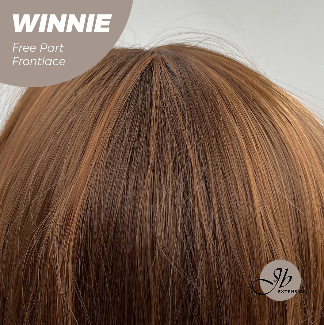 JBEXTENSION 26 Inches Copper Curly Fiber X, Tangle Less Pre-Cut Free Part Frontlae Glueless Wig WINNIE