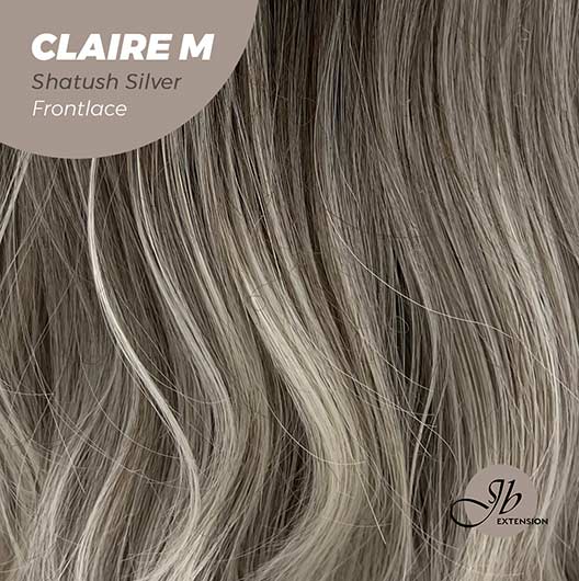 JBEXTENSION 22 Inches Body Wave Shatush Silver Pre-Cut Frontlace Glueless Wig CLAIRE M SILVER