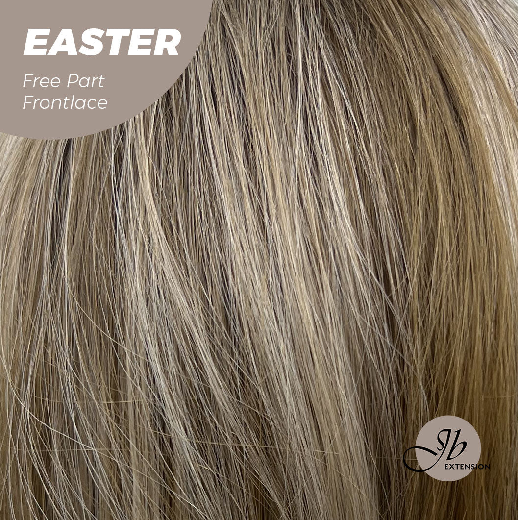 JBEXTENSION 25 Inches Mix Blonde Curly Free Part Pre-Cut Frontlace Glueless Wig EASTER