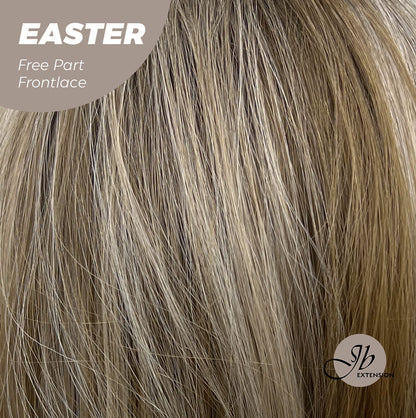 JBEXTENSION 25 Inches Mix Blonde Curly Free Part Pre-Cut Frontlace Glueless Wig EASTER