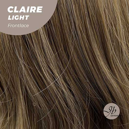 JBEXTENSION 24 Inches Body Wave Light Brown With Highlight Pre-Cut Frontlace Glueless Wig CLAIRE LIGHT