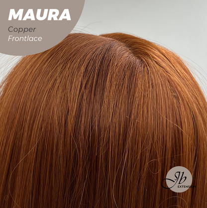 JBEXTENSION 38 Inches Super Long Straight Copper Pre-Cut Frontlace Wig MAURA COPPER