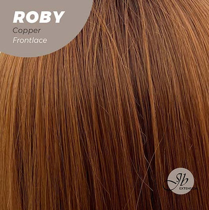 JBEXTENSION 22 Inches Copper Medium Length Women Pre-Cut Frontlace Glueless Wig ROBY COPPER