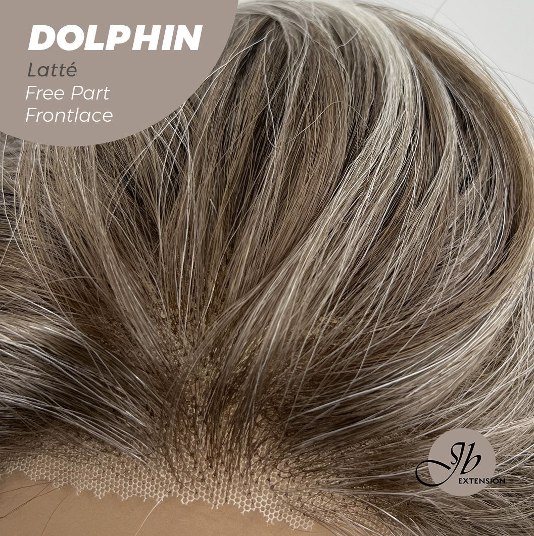 JBEXTENSION 12 Inches Bob Cut Mix Color With Highlight Free Part Pre-Cut Frontlace Glueless Wig DOLPHIN LATTé