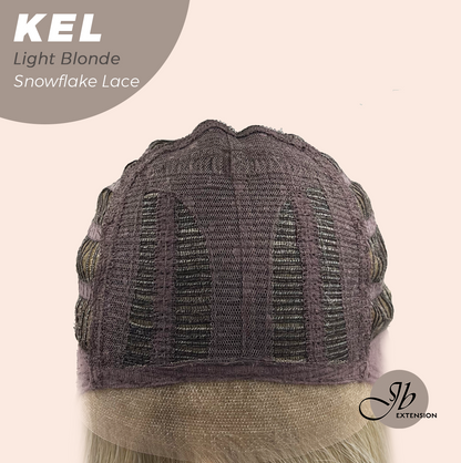 JBEXTENSION 22 Inches Light Blonde Pre-Cut Snowflake Lace Frontlace Glueless Wig KEL LIGHT BLONDE【PERMATEASE】【BENDY EAR TABS】