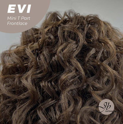 JBEXTENSION 15 Inches Deep Curly Brown Side Part Mini T Part Frontlace Glueless Wig EVI
