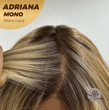 JBEXTENSION ADRIANA MONO Full Monofilament Handmade Full Lace Full Hand Tied Wig 14 Inches Blonde With Dark Root Wave Mono Lace Handmade Futura Fiber Wig With Anti-slip Silicone Strips Glueless Wig Adriana Mono【BENDY EAR TABS】