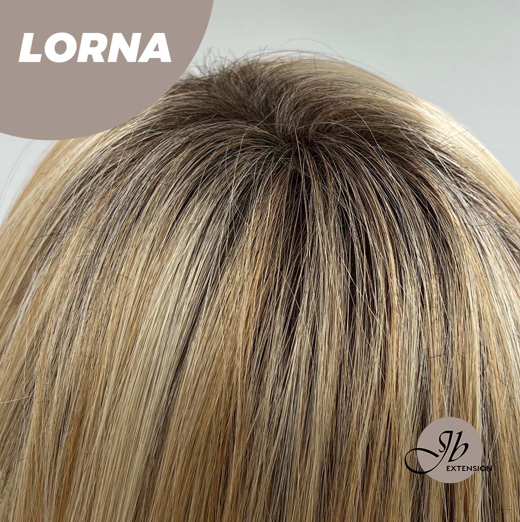 [PRE-ORDER] JBEXTENSION 18 Inches Blonde Curly Women Fashion Full Machine Wig With Bangs LORNA【PLUS PERMATEASE】【BENDY EAR TABS】