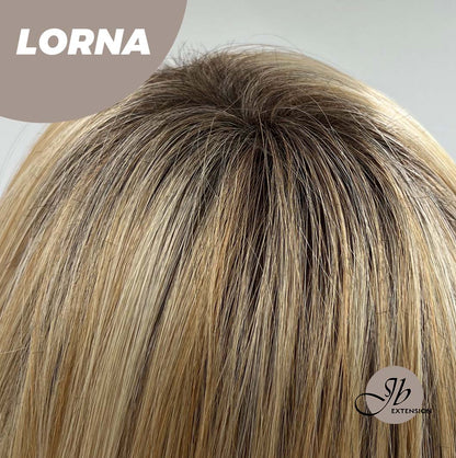 [PRE-ORDER] JBEXTENSION 18 Inches Blonde Curly Women Fashion Full Machine Wig With Bangs LORNA【PLUS PERMATEASE】【BENDY EAR TABS】