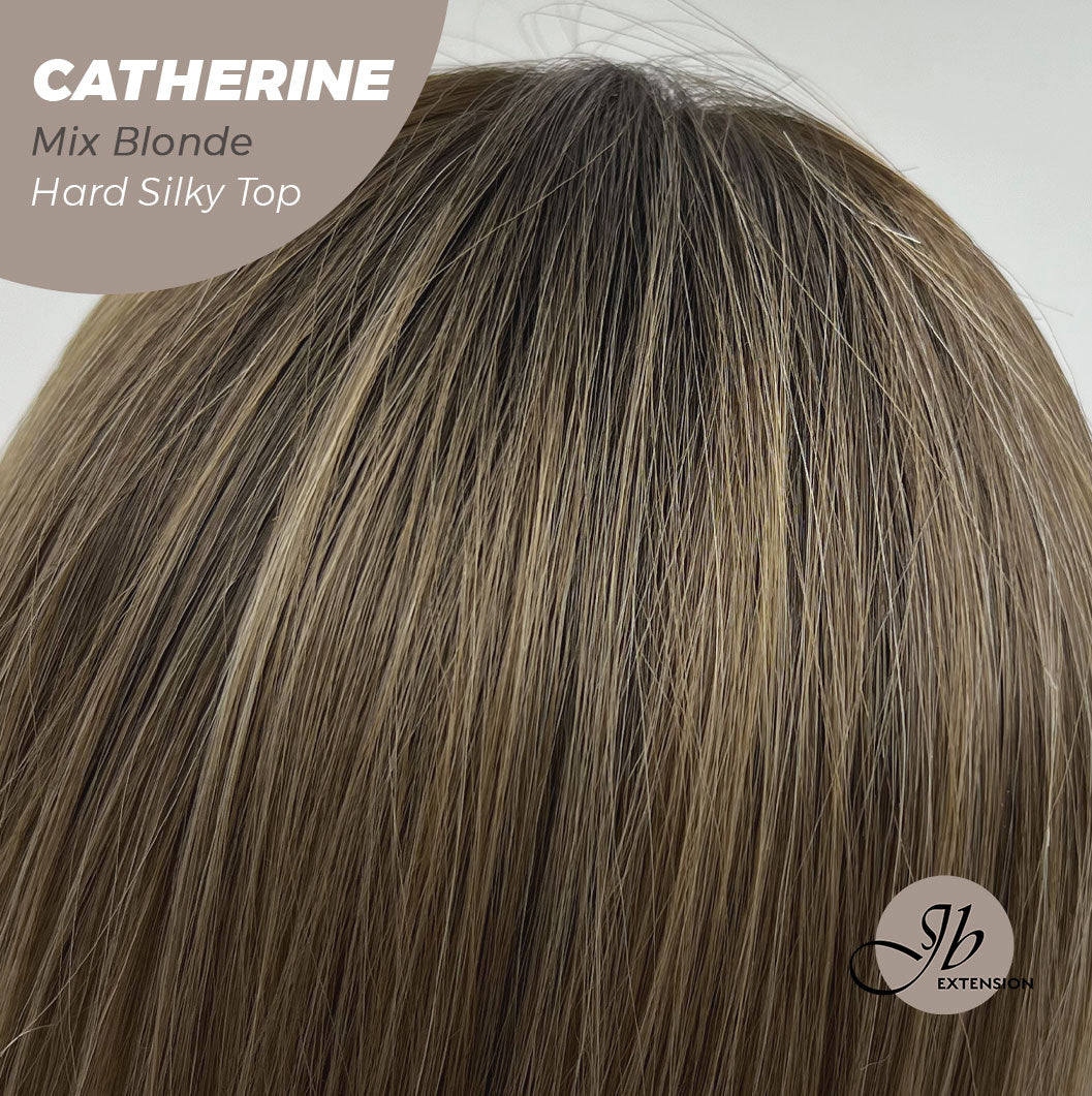 JBEXTENSION 25 Inches Scalpiana Mix Blonde 3.5X4 Hard Silky Top Natural Scalp Effect Wig With Bangs CATHERINE MIX BLONDE