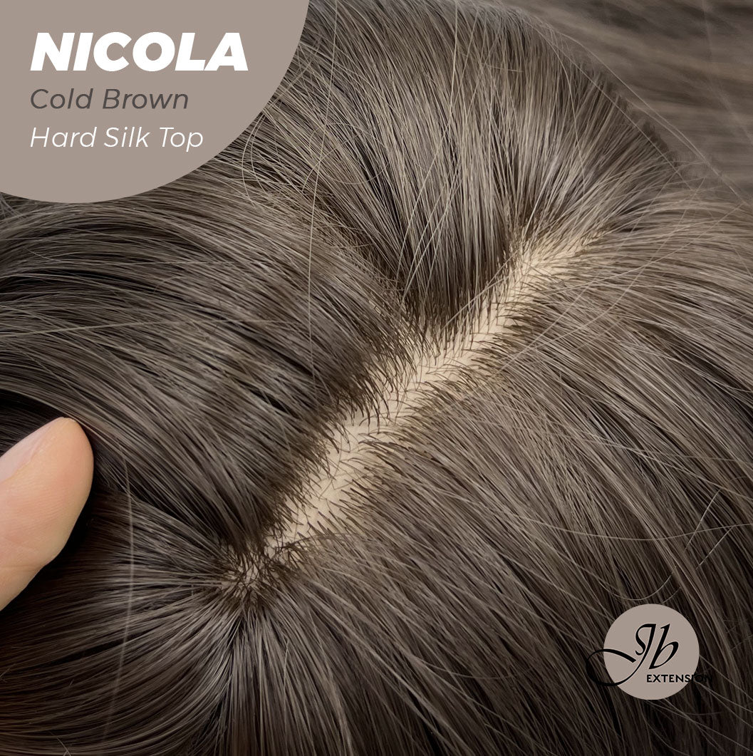 JBEXTENSION 22 Inches Scalpiana Cold Brown 3.5X4 Hard Silky Top Natural Scalp Effect Wig NICOLA COLD BROWN Silky Top