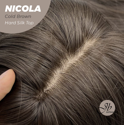 JBEXTENSION 22 Inches Scalpiana Cold Brown 3.5X4 Hard Silky Top Natural Scalp Effect Wig NICOLA COLD BROWN Silky Top