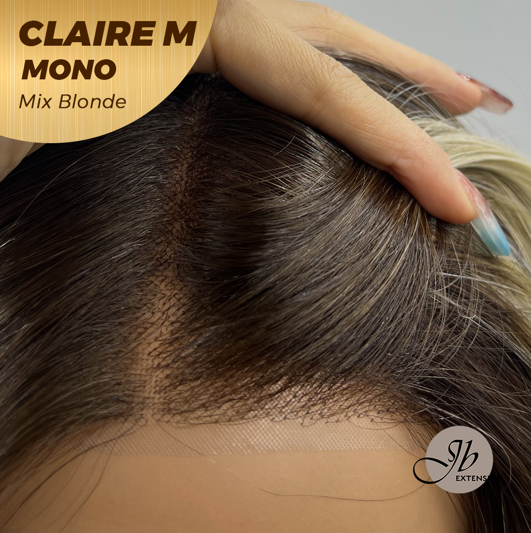JBEXTENSION CLAIRE MONO MIX BLONDE Partial Monofilament Wig 22 Inches Mix Blonde Partial Mono Lace Glueless Wig CLAIRE MONO MIX BLONDE【BENDY EAR TABS】