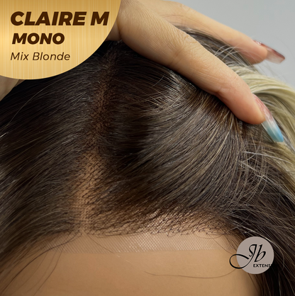 JBEXTENSION CLAIRE MONO MIX BLONDE Partial Monofilament Wig 22 Inches Mix Blonde Partial Mono Lace Glueless Wig CLAIRE MONO MIX BLONDE【BENDY EAR TABS】