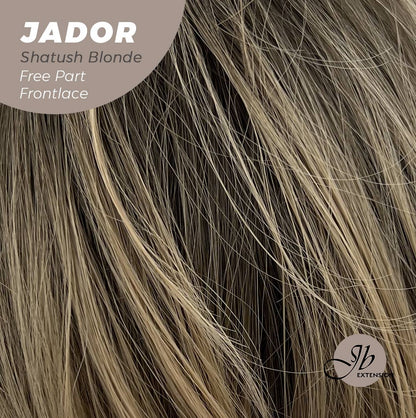 JBEXTENSION 10 Inches Shatush Dark Blonde Curly Lace Front Wig.Pre Plucked 13*4 HD Transparent Lace Frontal Handmade Futura Fiber Swiss Lace Synthetic Fiber Glueless Wig JADOR SHATUSH BLONDE