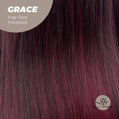 JBEXTENSION 30 Inches Dark Red Extra Long Straight Lace Front Wig.Pre Plucked 6*14 HD Transparent Lace Frontal Glueless Wig GRACE