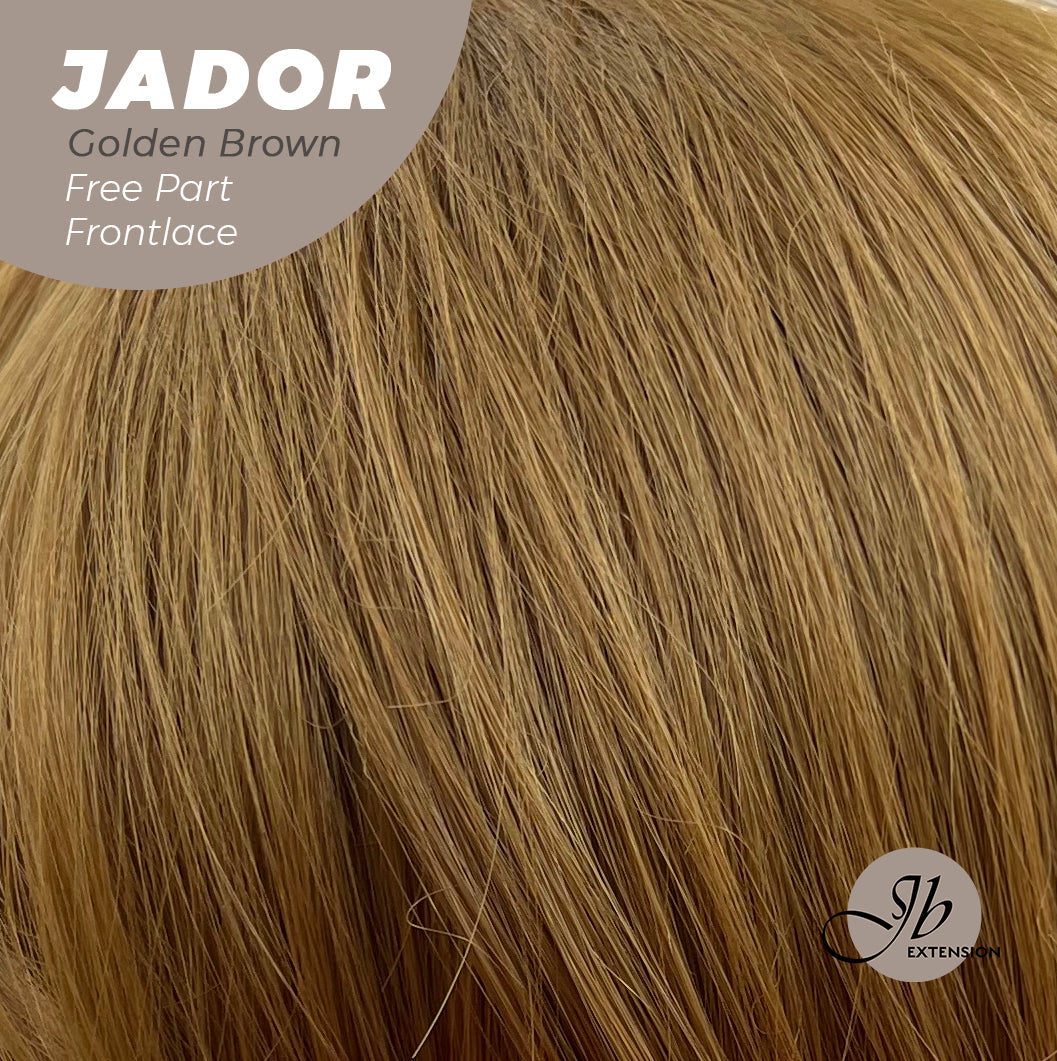 JBEXTENSION 10 Inches Golden Brown Curly Lace Front Wig.Pre Plucked 13*3 HD Transparent Lace Frontal Handmade Futura Fiber Swiss Lace Synthetic Fiber Glueless Wig JADOR GOLDEN BROWN